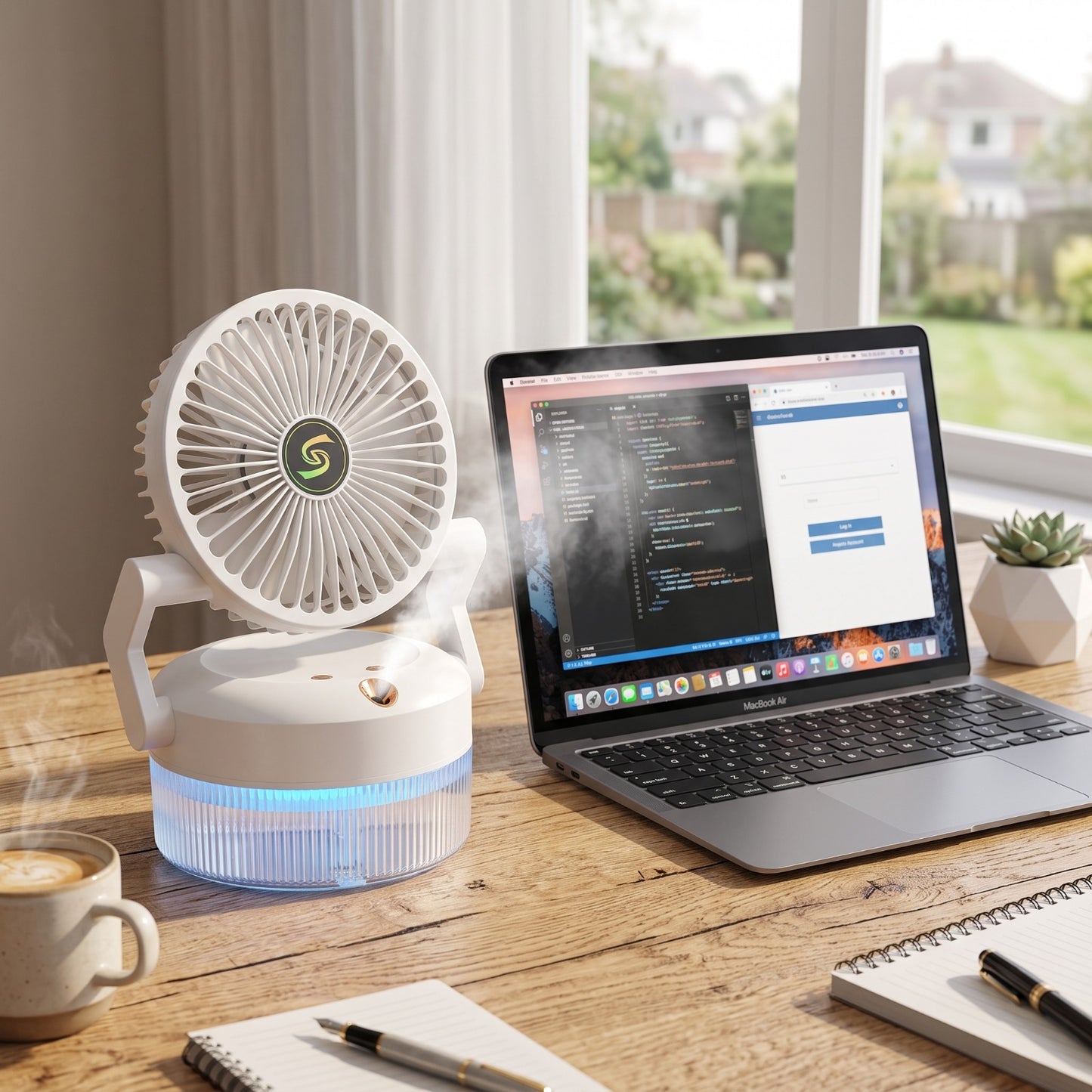 800ML Rechargeable Desktop Humidifier Fan